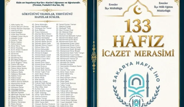 133 Hafız İçin Büyük Buluşma: Tüm Sakarya Bu Anlamlı Programa Davetli