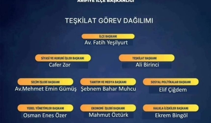 AK Parti Arifiye İlçe Teşkilatında Görev Dağılımı Yapıldı