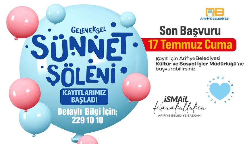 Arifiye Belediyesi'nde Geleneksel Sünnet Organizasyonu İçin Kayıtlar Başladı